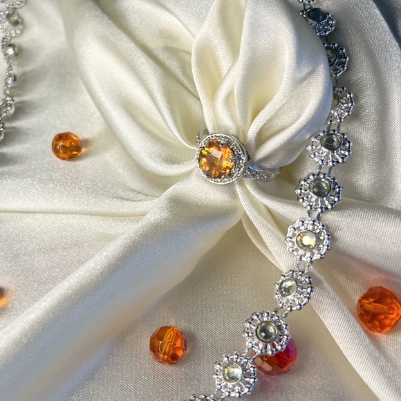 14K white gold Azotic gemstone and diamond ring. - Picture 2 of 5